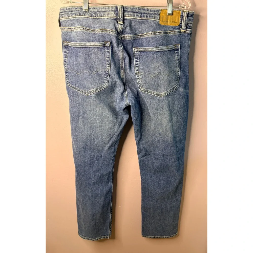 American Eagle Flex Mens 34x34 Medium Wash Straight Leg Denim Jeans Blue